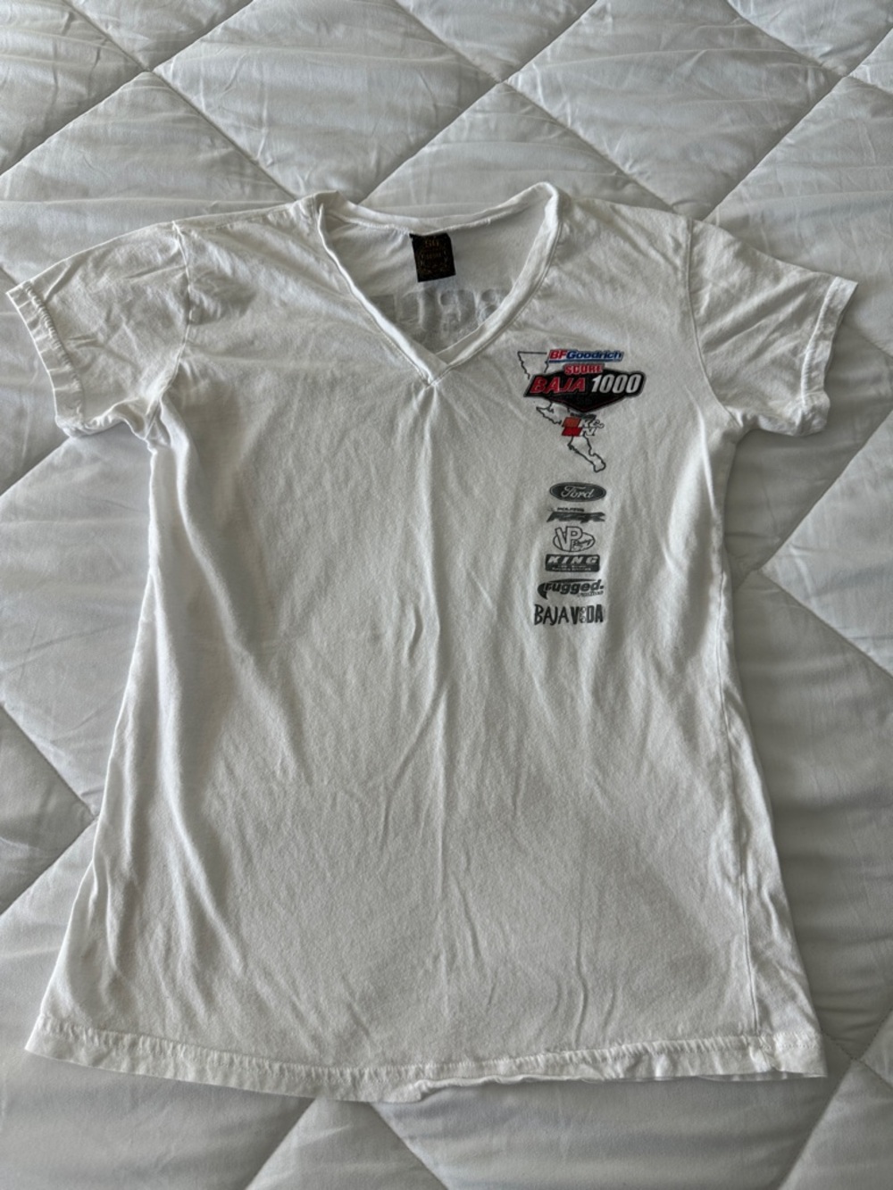 White BAJA 1000 Logo Tee with Red and Black Accents